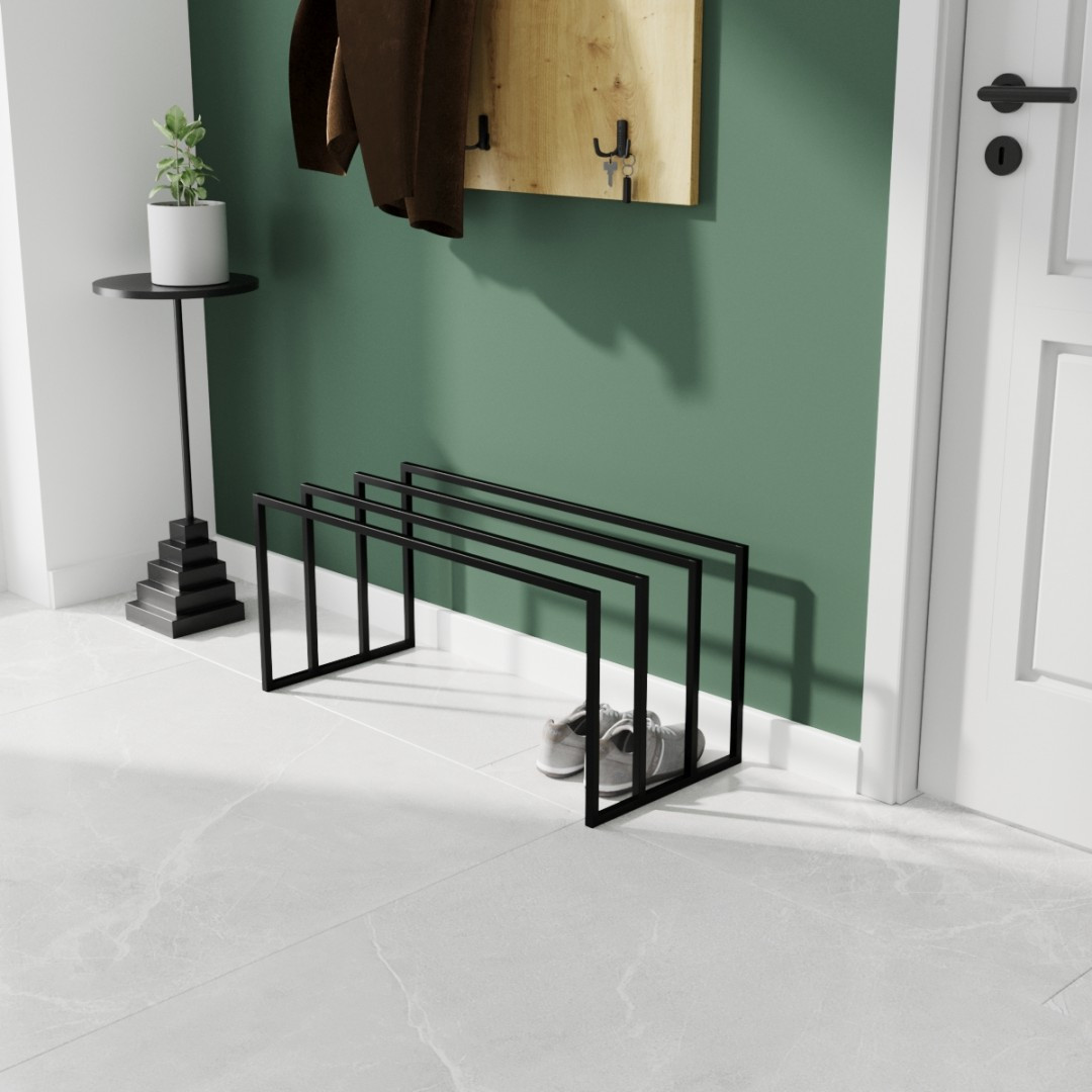 Nowoczesna metalowa półka na buty do przedpokoju MILETO 80x35x35